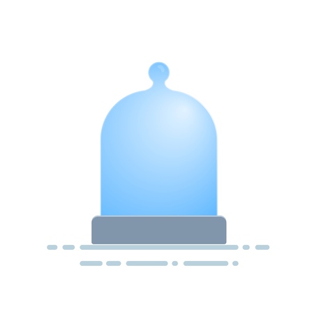 Glass dome with gray base. Clear glass cover, copy space. Flat vector illustration. Isolated on white background.のイラスト素材