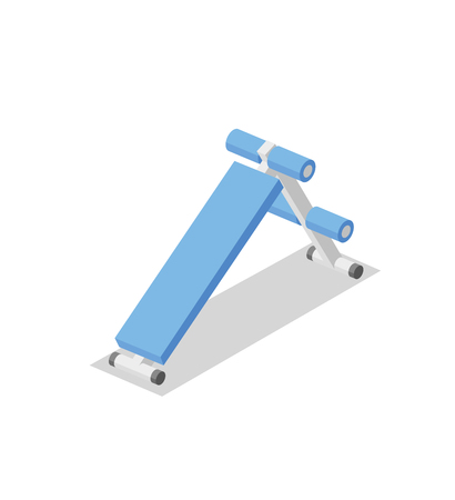 Abdominal Bench, training apparatus for the gym. Fitness equipment isometric illustration. Flat vector illustration. Isolated on white background.のイラスト素材