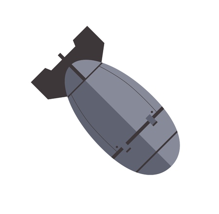 Gray nuclear bomb heading down. Flat vector illustration. Isolated on white background.のイラスト素材