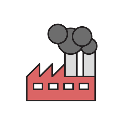 Industrial plant icon. Line colored vector illustration. Isolated on white background.の写真素材