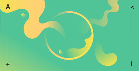 Abstract green and yellow neon color background with circle in the middle. Abstract vector illustration, horizontal.のイラスト素材