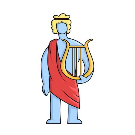 Apollo, ancient Greek god of archery, music, poetry and the sun with lyre.のイラスト素材