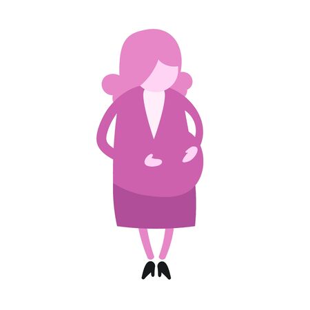 Pregnant cartoon woman. Cartoon design icon. Flat vector illustration. Isolated on white background.のイラスト素材