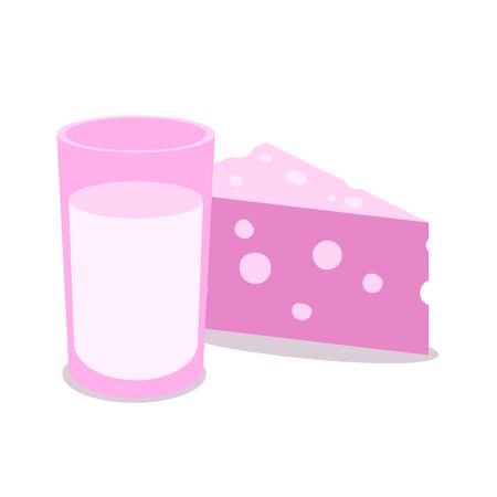 Milk and dairy products icons. Colorful flat vector illustration. Isolated on white background.のイラスト素材