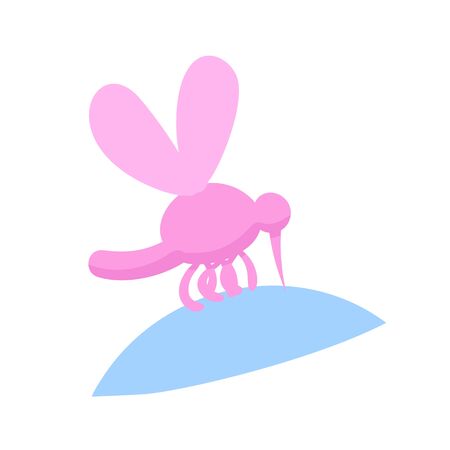 Cartoon mosquito bites. Bloodsucker cartoon icon. Colorful flat vector illustration. Isolated on white background.のイラスト素材