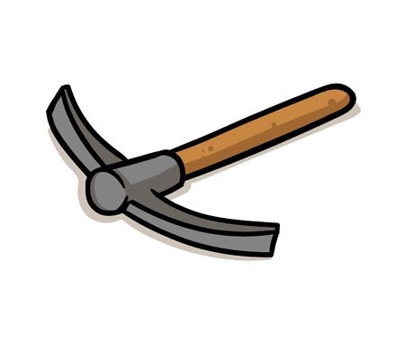 Mining hammer lying on the ground, cartoon style. Flat vector illustration, isolated on white background.のイラスト素材