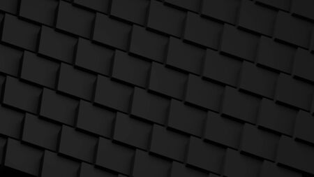Minimalistic black 3d cubes geometric background. Modern abstract raster illustration, 3d rendering....