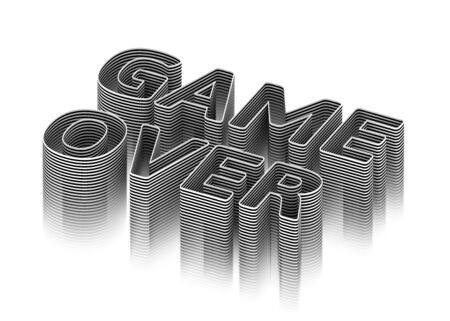 3D words GAME OVER in black and white stripes, isolated. 3D rendering. Raster.の写真素材