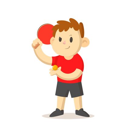 Young table tennis player with a racket standing.のイラスト素材
