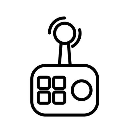 Simple remote control, minimal black and white outline icon. Flat vector illustration. Isolated on white background.のイラスト素材