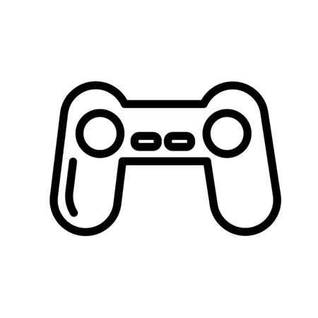 Game pad, joystick controller minimal black and white outline icon.