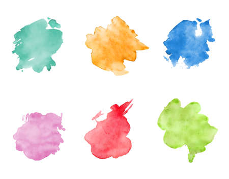 Watercolor spots set. Realistic bright colorful stains.のイラスト素材