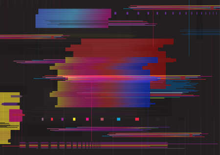 Glitch abstract background. Glitched horizontal stripes. Colorful digital signal error.のイラスト素材