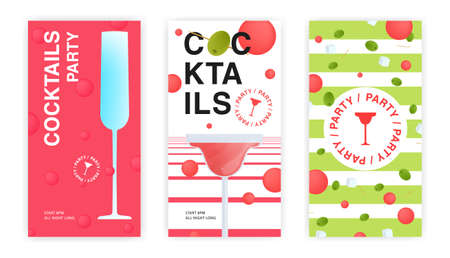 cocktail party flyer, invitation templates set.のイラスト素材