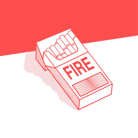 The pack of cigarettes with inscription fire. Vector illustrations.のイラスト素材