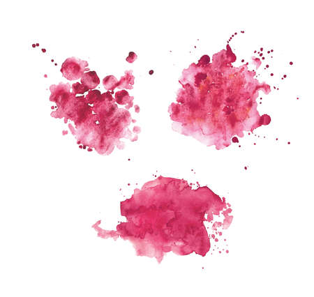 Pink realistic watercolor spots set.のイラスト素材