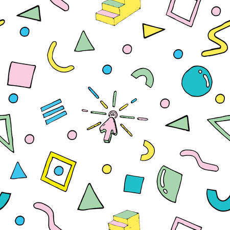 Abstract memphis style seamless pattern. 80s-90s fashion style. Background with geometric shapes.のイラスト素材