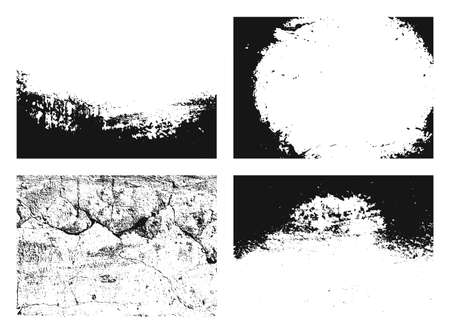 Grunge texture set. Collection of different black and white urban backgrounds with grain, scratches, wall. vector backdrop.のイラスト素材