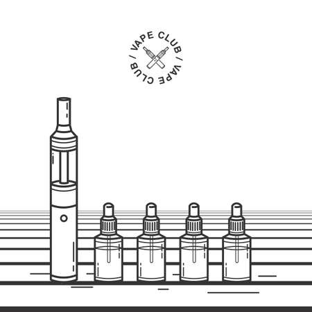 Vape device, Illustration with e-cigarette and vaping juice.のイラスト素材