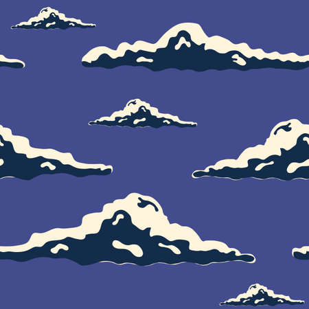 Night sky hand drawn texture with clouds. Colorful illustration.のイラスト素材