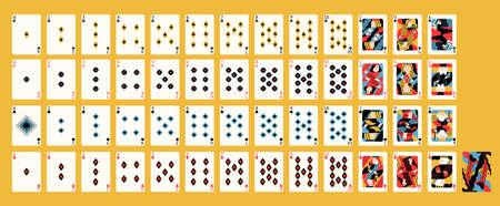 Creative contemporary artistic design of classic French deck of playing cards with traditional suits...