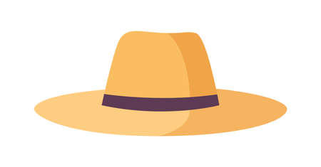 Gardener, farmer or agricultural worker straw hats isolated on white background. Woven headdress, head accessory. Decorative design element. Colorful vector illustration in flat cartoon style.の写真素材