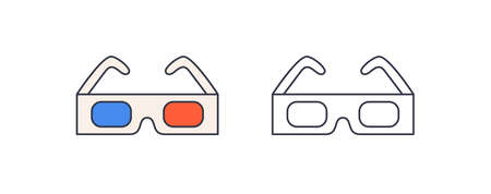 3d glasses vector illustration. Three-dimensional film viewing mean. Contemporary spectacles with...