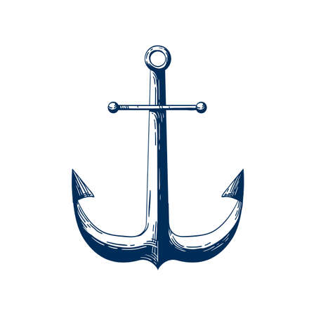 Classic sea anchor vector illustration. Nautical vessel mooring device, Traditional ship accessory...