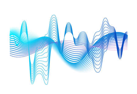 Colorful realistic sound waves amplitude vector graphic illustration. Colored gradient digital...