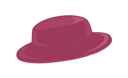 Woman demi season hat in glamour retro style. Elegant lady accessory made of woolen or felt textile. Fashionable brimmed headwear isolated on white background. Flat vector cartoon illustrationのイラスト素材