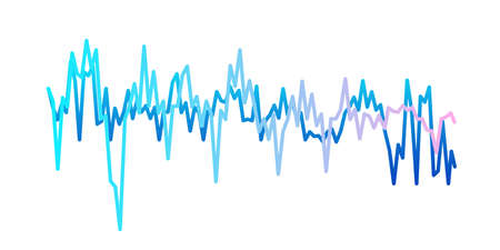 Sound waves isolated on white background. Gradient curves of beats. Musical equalizer, vibration or...