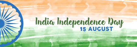 Banner for Independence day in Indian Republic. Festive tricolor background for 15 August in...