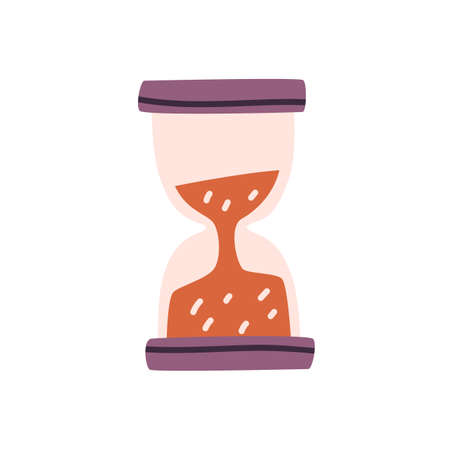 Hourglass with sand flowing. Sandglass icon. Hour glass timer measuring and counting time. Old...