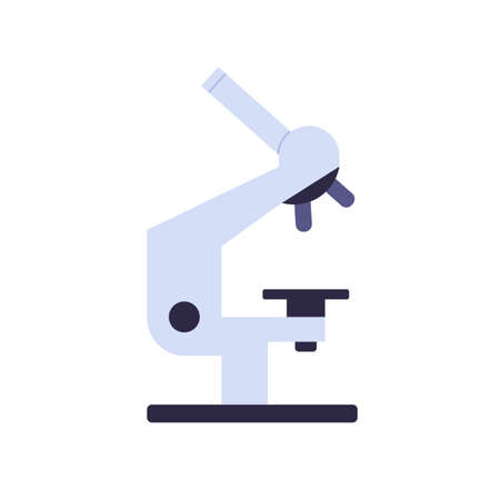 Lab microscope icon. Laboratory optical equipment for chemistry and biology research. Science instrument. Scientific tool. Flat vector illustration isolated on white backgroundのイラスト素材