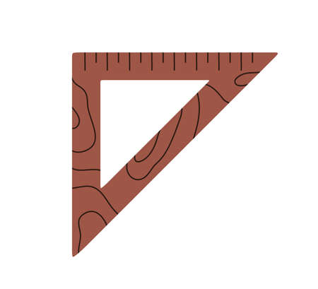Triangle tool icon. Measuring instrument with right angle. Triangular ruler for school geometry, maths, drafting. Measurement metric item. Flat vector illustration isolated on white backgroundのイラスト素材