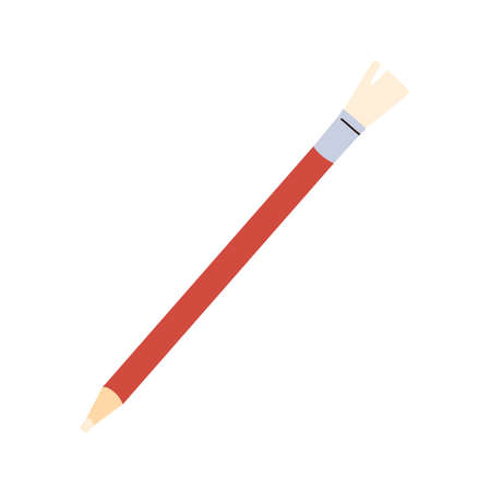 Eraser pencil with brush. Ersing tool with hard rubber pen tip and bristle for precise cleaning ink. Flat vector illustration isolated on white backgroundのイラスト素材