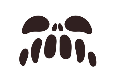 Spooky Halloween face stencil with creepy evil expression, angry scary emotion. Ugly horror pumpkin monster template for Helloween holiday. Flat vector illustration isolated on white backgroundのイラスト素材
