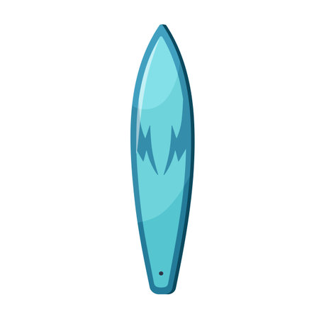Gun-type longboard, water surf board with pointed nose. Pointy item for summer extreme sport. Surfboard for swimming, above view. Flat graphic vector illustration isolated on white backgroundのイラスト素材