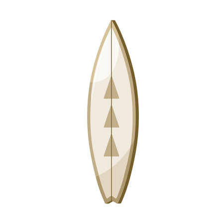 Tow-in type of long surfboard. Beach summer longboard, pointy surf board. Water sport item with pointed nose and string, top view. Flat graphic vector illustration isolated on white backgroundのイラスト素材