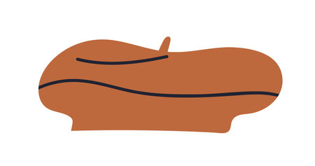 French beret, artist basque hat. Classy felt cap. Soft wool headwear. Women female head wear, fashion clothes, classic elegant ladies garment. Flat vector illustration isolated on white backgroundのイラスト素材