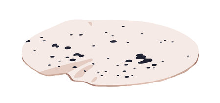 Floor rug of round shape. Trendy circle mat with modern spots, splatters pattern. Modern home interior carpet with wrinkles, crinkles. Colored flat vector illustration isolated on white backgroundのイラスト素材