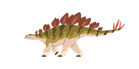 Stegosaurus, prehistoric dinosaur. Extinct animal of Jurassic period. Big giant dino reptile profile. Ancient prehistory lizard with plates. Flat vector illustration isolated on white backgroundのイラスト素材