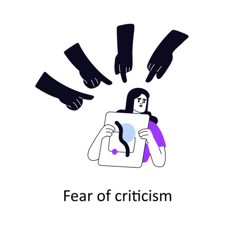 Fear of criticism, social opinion. Anxious about other people judging, evaluating, blaming. Psychological mental problem, psychology concept. Flat vector illustration isolated on white backgroundのイラスト素材