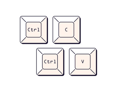Ctrl C and V, keyboard buttons. Control keys, shortcut commands for copy paste. Keypad combinations...