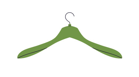 Plastic clothes hanger with hook. Empty accessory for storing apparel, hanging top garment in cloakroom. Storage rack for wardrobe. Flat vector illustration isolated on white backgroundのイラスト素材