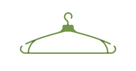 Plastic clothes hanger. Empty accessory with hook for garment hanging, apparel storage. Wardrobe, closet item. Cloakroom object. Flat vector illustration isolated on white backgroundのイラスト素材