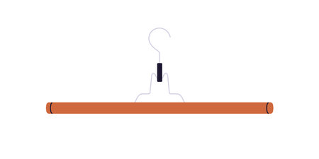 Empty straight hanger. Wooden accessory for garment storage. Wood item for hanging apparel, clothes. Flat vector illustration isolated on white backgroundのイラスト素材