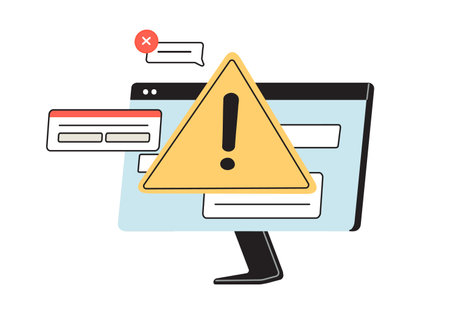 Danger alert, dangerous website warning concept. Error information, computer virus. Fake web-site, online fraud, malware in internet. Flat graphic vector illustration isolated on white backgroundのイラスト素材