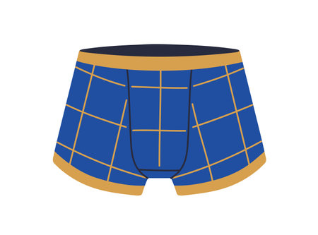 Trunks, men underwear. Male shorts, boxers, panties with checkered print. Mens underclothing design,...