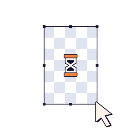 Retro computer cursor and hourglass on transparent png. Sandglass, symbol of waiting, slow processing. UI design in 90s and 00s style. Flat graphic vector illustration isolated on white backgroundのイラスト素材